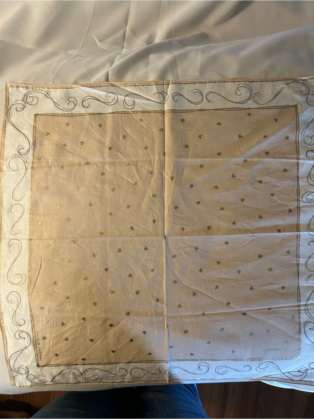 Yurie Nitani Gold Heart Print Square Scarf
